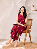 Royale Merlot Embroidered Kurta Pant Set